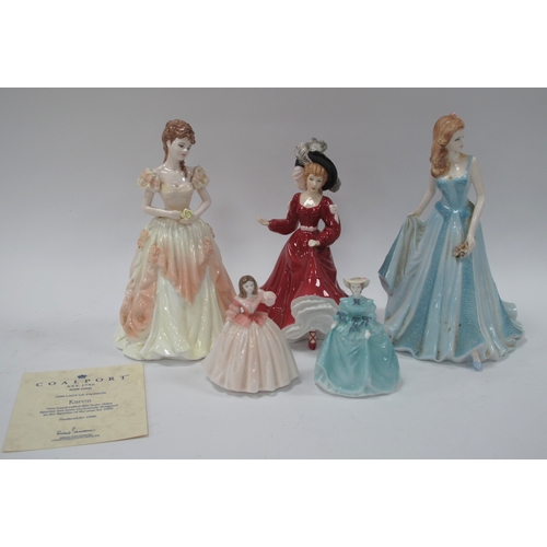 1252 - Coalport Ladies of Fashion Figurines, Marion, Karen and other figures:- One Tray.