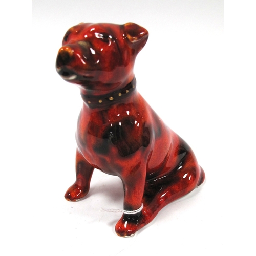 1267 - Anita Harris Model of a Brindle Staffy Dog 11cm high gold signed.