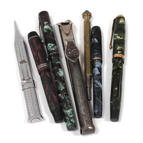 1284 - Mentmore, Waterman, Conway Stewart, 'Dinkie' Ink Pens, having 14k nibs. Parker Duofold example. 1924... 