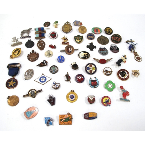 1288 - Enamelled badges - Six Butlins, 1928 Jockey Club of Kenya, 1951 Exhibition, Bay of Islands Curling, ... 