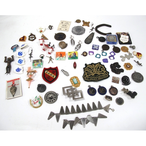 1289 - Badges - St. Leger, Blue Peter, Virgin etc, medals - drama, druids, stainless steel jewellery, etc:-... 