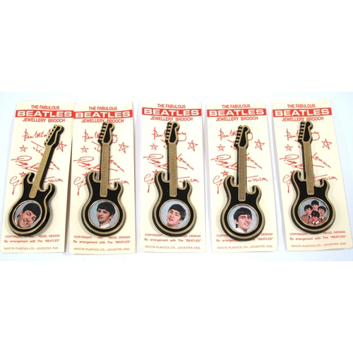 1292 - The Beatles Guitar Brouches, featuring each band member and a group shot (5).