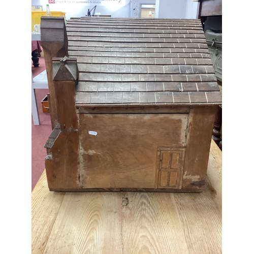 1481 - Table Top Model of a Church, with arched doors and two internal drawers, 59cm wide.