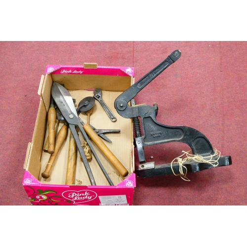 1489 - Large Cast Iron Shears, stamped 