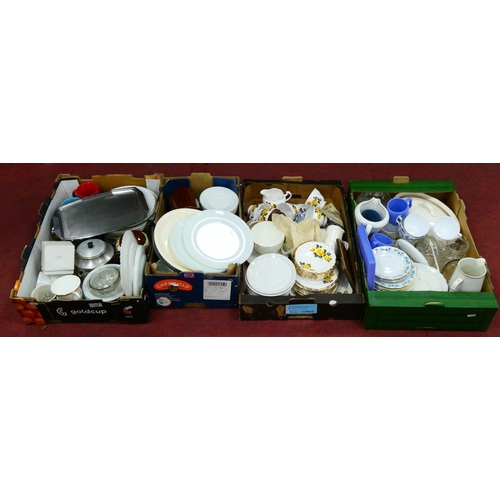 1492 - Decorative and Domestic Ceramics, to include a Royal Vase part tea service decorated with yellow ros... 