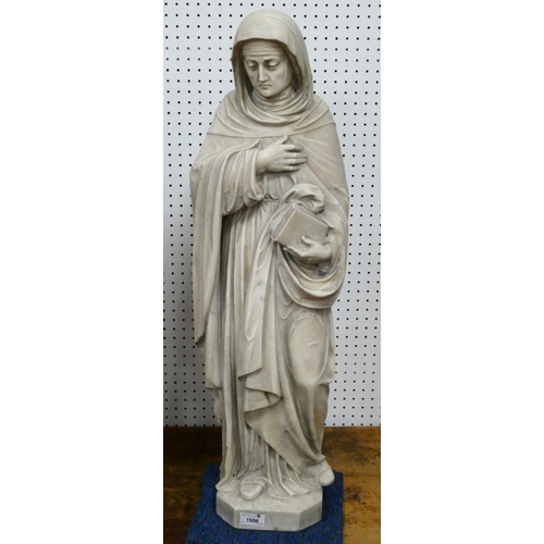 1508 - A Pair of XIX Century Marble Figures, 'Virgin Mary', 76cm high and 'St George and the Dragon', 78cm ... 