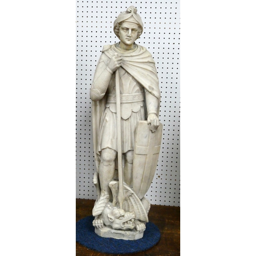1508 - A Pair of XIX Century Marble Figures, 'Virgin Mary', 76cm high and 'St George and the Dragon', 78cm ... 