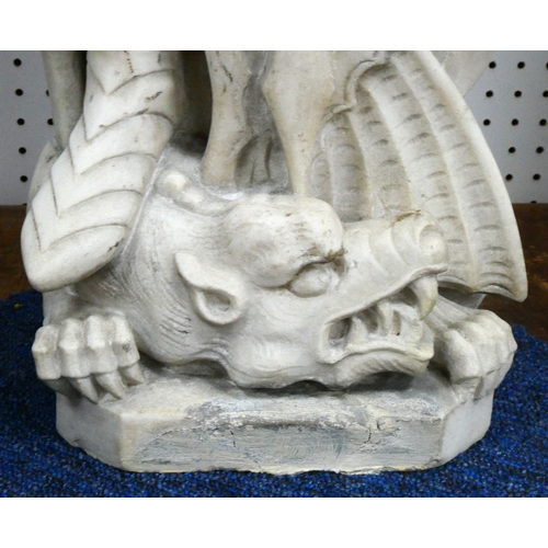 1508 - A Pair of XIX Century Marble Figures, 'Virgin Mary', 76cm high and 'St George and the Dragon', 78cm ... 