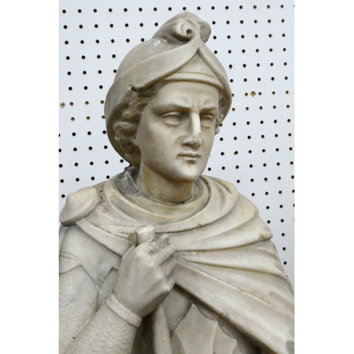 1508 - A Pair of XIX Century Marble Figures, 'Virgin Mary', 76cm high and 'St George and the Dragon', 78cm ... 