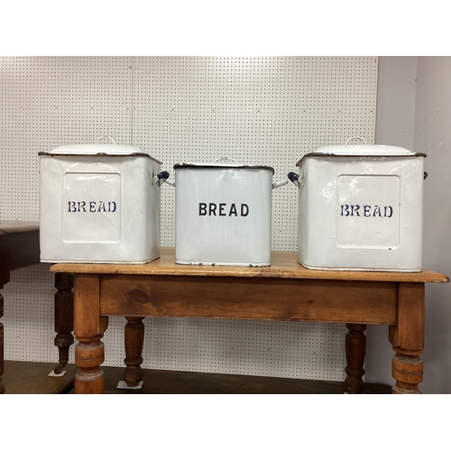 1515 - Three XX Century White Enamel Bread Bins. (3)
