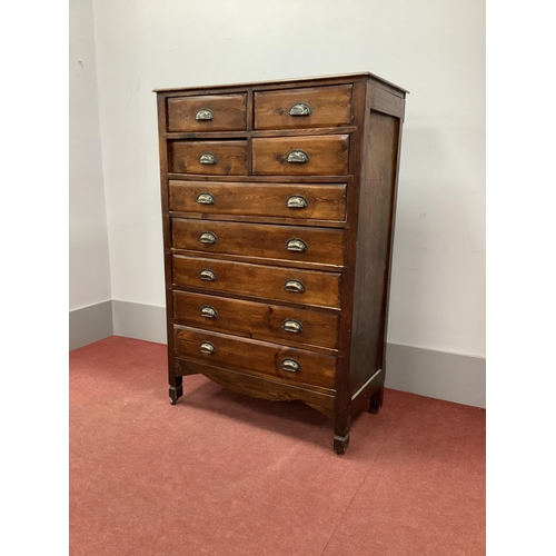 1522 - A XX Century Pine Chest of Drawers, with four small drawers over five long drawers, 93cm wide.