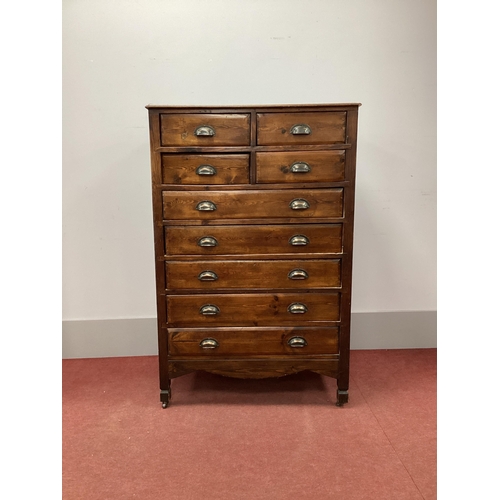 1522 - A XX Century Pine Chest of Drawers, with four small drawers over five long drawers, 93cm wide.