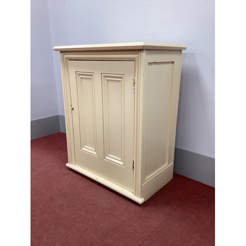 1523 - A XIX Century Painted Pine Cupboard, with panelled door to internal shelves.