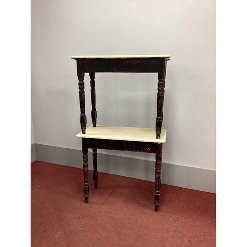 1533 - Two XIX Century Pine Side Tables, with rectangular tops raised on turned and block supports. (2)