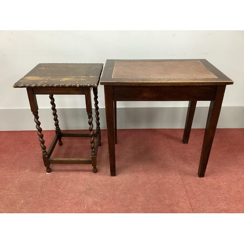 1534 - A 1930's Oak Barley Twist Table; together with a further oak table. (2)