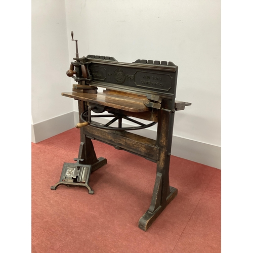 1540 - XIX Century 'Harrild Sons Fleetworks London' Cast Iron Printing/Cutting Press, on oak stand with cas... 