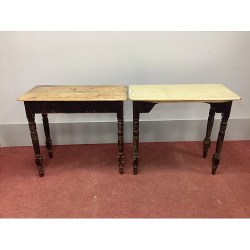 1541 - Two XIX Century Pine Side Tables, with rectangular tops raised on turned and block supports, 75cm wi... 