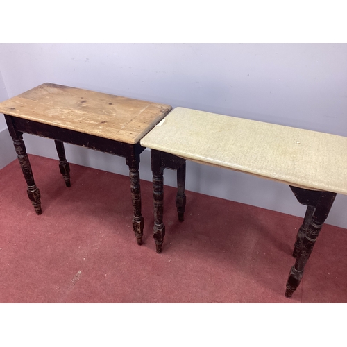 1541 - Two XIX Century Pine Side Tables, with rectangular tops raised on turned and block supports, 75cm wi... 