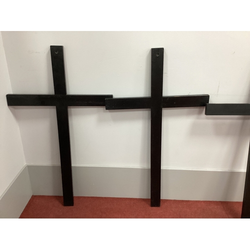 1546 - Five Black Painted Wooden Crosses, 99cm long. (5)
