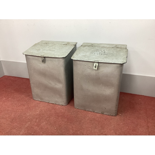 1554 - Two Galvanised Military Flour Bins, stamped 