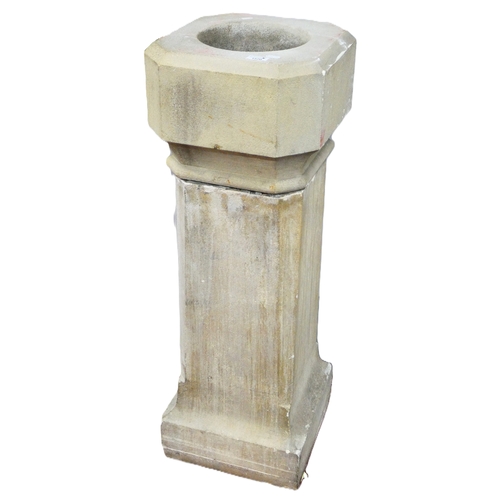 1520 - A Stone Font, with octagonal top and chamfered pedestal, 100cm high.