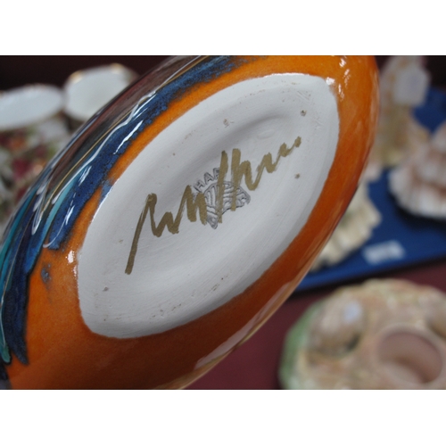 1240 - Anita Harris Hand Painted Lighthouse Teardrop Vase 22cm high gold signed.