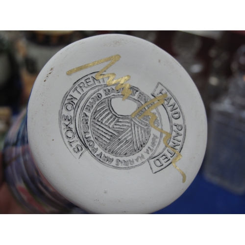 1242 - Anita Harris Homage to Monet Lillies Bella Vase 18cm high gold signed.