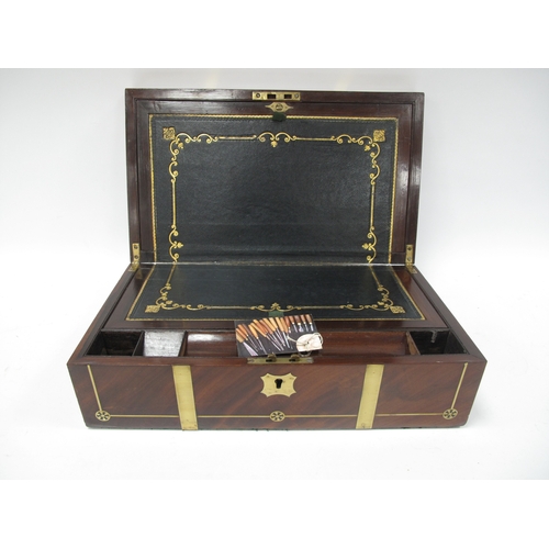 1317 - Late XIX Century Mahogany Writing Slope with decorative brass inlay, a Napoleon style mahogany Westm... 