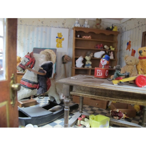 385 - A Doll's House Diarama, of 'Pumpkin Corner' Toy and Teddy Shop, double-sided frontage and fully fitt... 