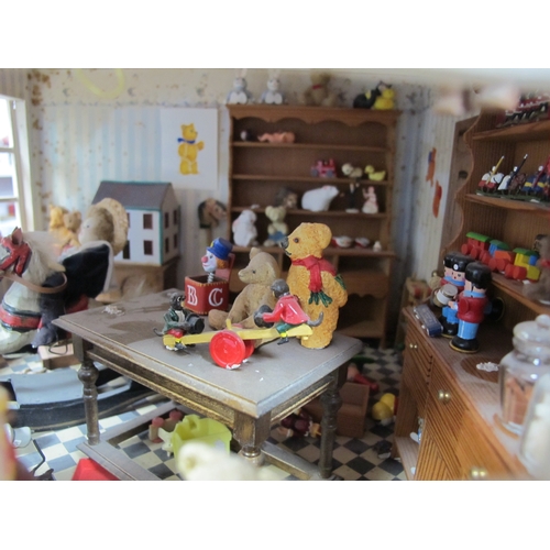 385 - A Doll's House Diarama, of 'Pumpkin Corner' Toy and Teddy Shop, double-sided frontage and fully fitt... 