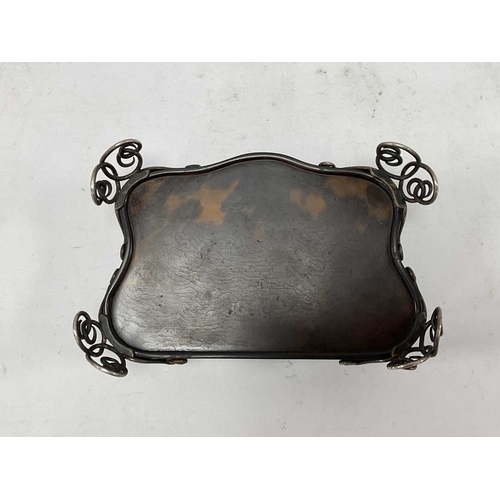 1330 - Silver Mounted & Footed Tortoiseshell Trinket Box of Serpentine Form, London 1902, maker 'HA', 16cm ... 