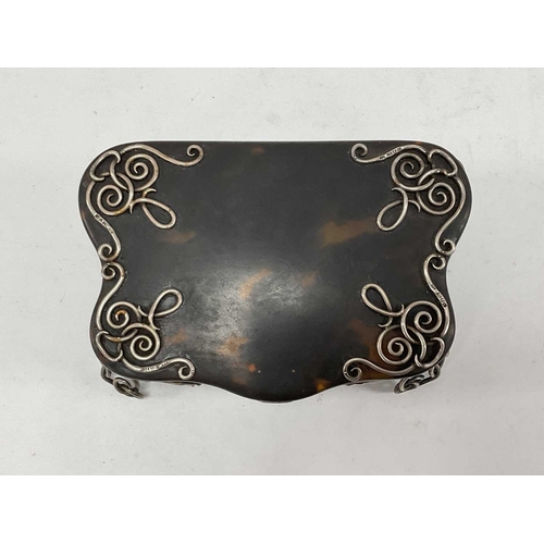 1330 - Silver Mounted & Footed Tortoiseshell Trinket Box of Serpentine Form, London 1902, maker 'HA', 16cm ... 