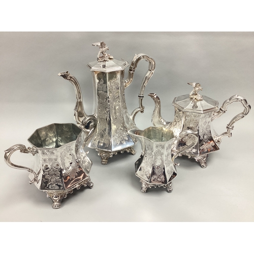 2 - A Highly Decorative XIX Century Sheffield Patent Electro Silver Plate Four Piece Tea Set, each of ta... 