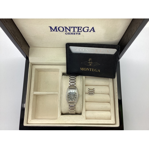 277 - Montega; Swiss Made Diamond Inset Cocktail Ladies Wristwatch, the signed mother of pearl dial with b... 