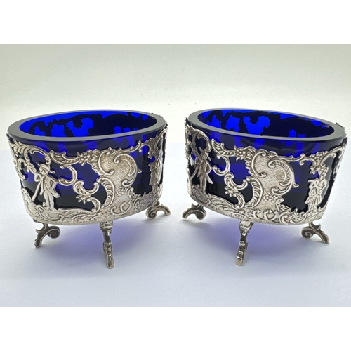 48 - A Pair of Dutch Hallmarked Silver Salts, Edwin Thomson Bryant, import marks for London 1891, each of... 