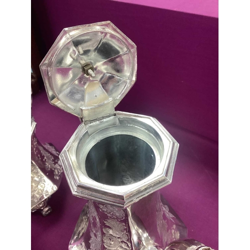 2 - A Highly Decorative XIX Century Sheffield Patent Electro Silver Plate Four Piece Tea Set, each of ta... 