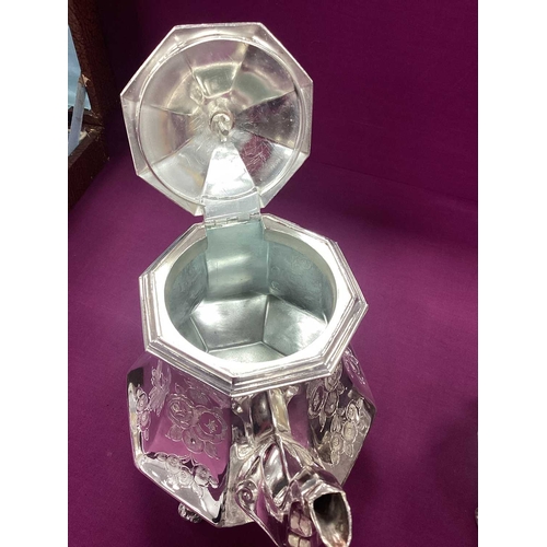 2 - A Highly Decorative XIX Century Sheffield Patent Electro Silver Plate Four Piece Tea Set, each of ta... 