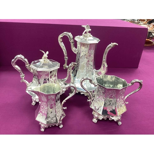2 - A Highly Decorative XIX Century Sheffield Patent Electro Silver Plate Four Piece Tea Set, each of ta... 