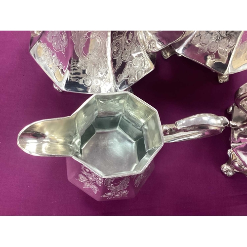 2 - A Highly Decorative XIX Century Sheffield Patent Electro Silver Plate Four Piece Tea Set, each of ta... 