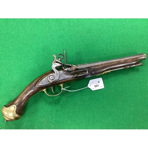 Reproduction Flintlock Pistol, lock stamped with manufacturer name ...