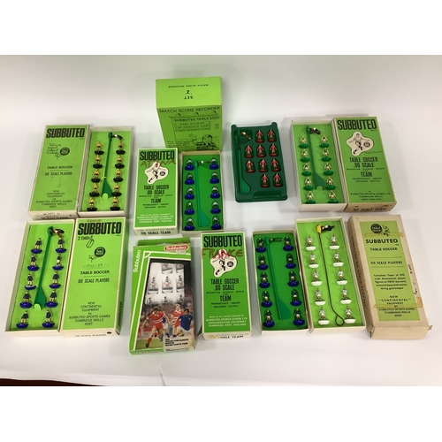 Nine complete Subbuteo table soccer OO scale football teams. To include ...