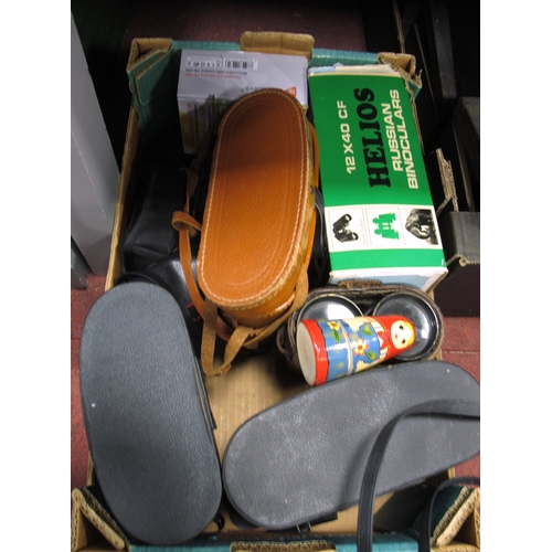 1104 - Binoculars; Pathescope 16x50, Zenith 10x50, Helios 12x40 CF various others many cased. One Box [1442... 