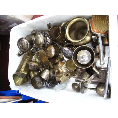 1116 - A Quantity of Metalware, including mixed brassware and silver-plated items, examples of teapots, cup... 