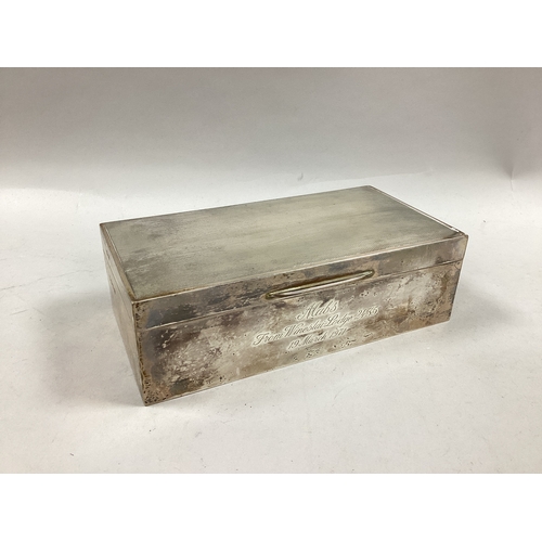 14 - A Hallmarked Silver Cigarette Box, Birmingham 1969, of rectangular form, with engine turned design t... 
