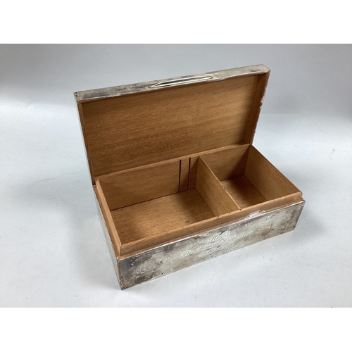 14 - A Hallmarked Silver Cigarette Box, Birmingham 1969, of rectangular form, with engine turned design t... 