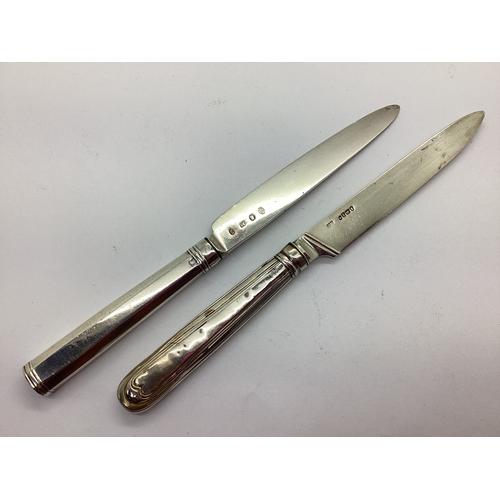 19 - A Georgian Hallmarked Silver Knife, RT, Sheffield 1792, initialled, 21.2cm long; Together with Anoth... 