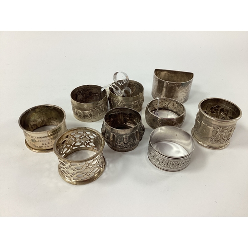 21 - Hallmarked Silver and Other Napkin Rings, including 