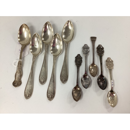 23 - WG&S American Spoons, initialled (stamped marks); William Rogers & Son Maine American souvenir spoon... 