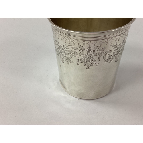 30 - Theodor Tonnelier; A XIX Century French Beaker, of tapering cylindrical form, with engraved fruiting... 