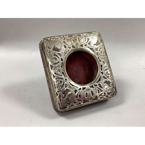 36 - An Edwardian Hallmarked Silver Mounted Pocket Watch Case / Stand, A&LLd, Birmingham 1903, plush line... 